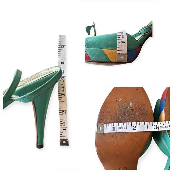 Vintage Garolini Ankle Strap Heel, Patchwork Platform,  Size 8N - Picture 9 of 14